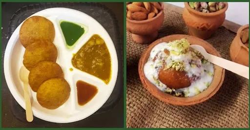 Bedmi Puri Sabzi (Full Plate) with Bahubali Gulab Jamun & Rabri