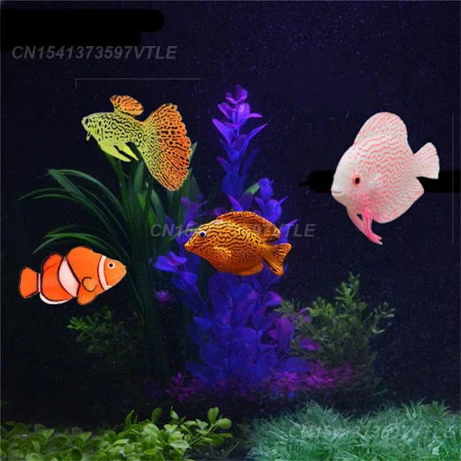 1PCS Realistic Silicone Fish Home Decor Realistic Design Landscape Design Aquarium Glowing Lionfish Ornament Home Decora