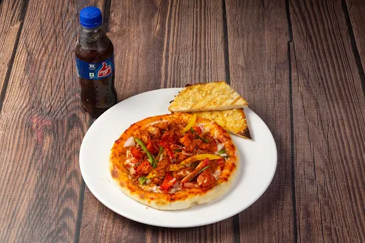 Peri Peri Chicken Cheese Pizza+ 2 Cheese Garlic Bread+250ml Cold Drinks