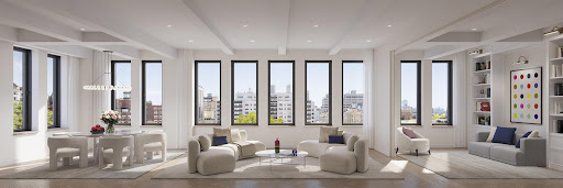 Buy this luxury apartment / penthouse in Manhattan (United States) - Bright living room with dining area and city view
