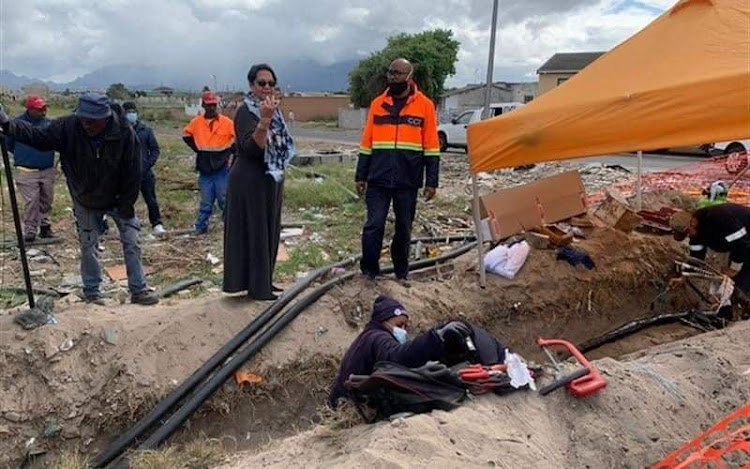 Cape Town's mayoral committee member for energy, Beverley van Reenen, at the site of the Gugulethu explosion that claimed Terence Stringer's life.