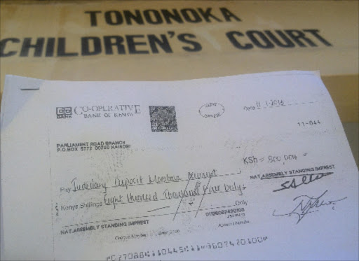 PARENTAL DUTY: The cheque written out to Mwanafuraha Sauti.Photo/Elkana Jacob