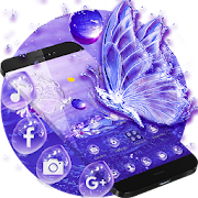 Purple Crystal Water Drop Butterfly Theme  Icon