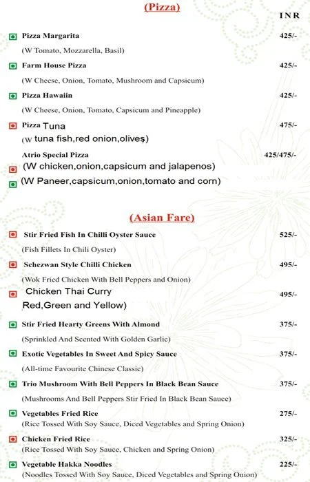 Breeze - Atrio Hotels & Resorts menu 