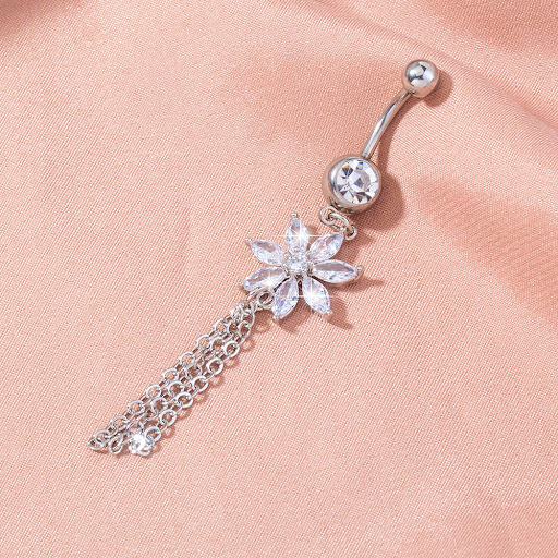 Title 3, New Simple Style Flower Chain Zircon Belly Butt...