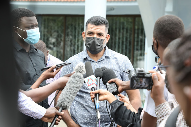 Mvita MP Abdulswamad Nassir at the Coast Guard monitoring and rescue centre in Liwatoni on Monday.