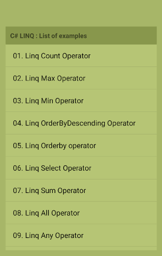 C LINQ Examples