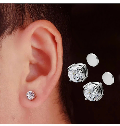 Title 8, Stainless Steel Studs No Pierced Ear Ear Clip M...