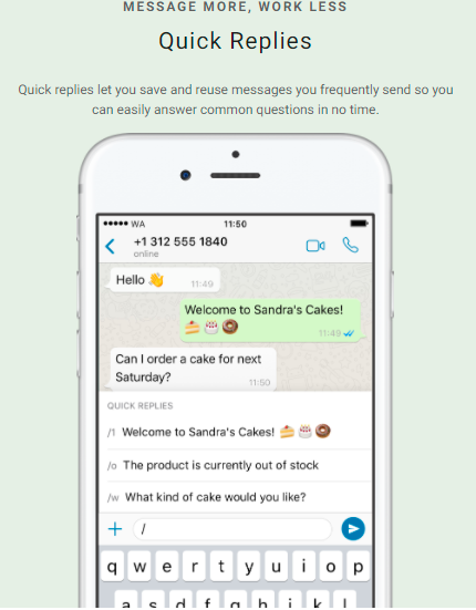Quick Replies in WhatsApp Business