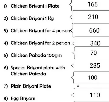 City Briyani center and fast Food menu 