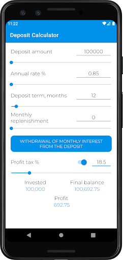 Screenshot Deposit Calculator