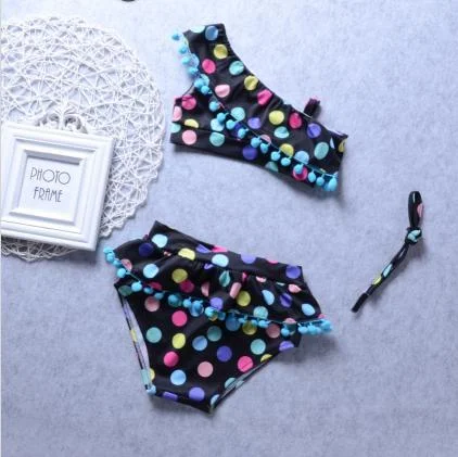 Pudcoco Maiô para meninas com bolinhas, conjunto biquíni tankini, roupa de banho fofa para bebês e crianças, perfeito para nadar e se divertir.