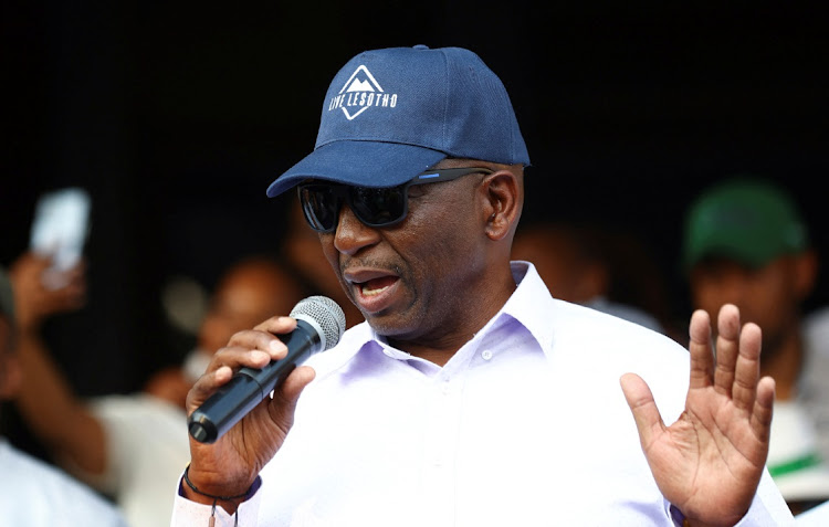 Sam Matekane, leader of Lesotho's Revolution For Prosperity (RFP) political party addresses his supporters in the capital Maseru, Lesotho, October 8 2022. Picture: SIPHIWE SIBEKO/REUTERS