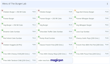 The Burger Lab menu 