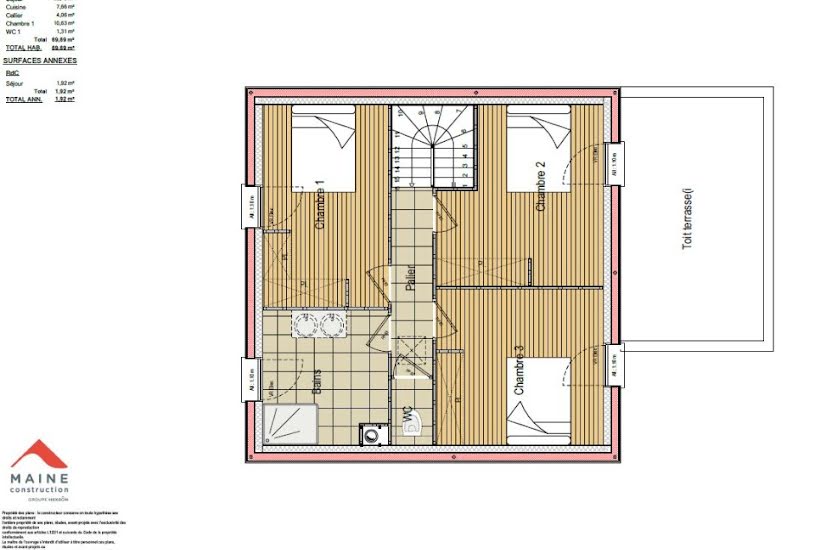  Vente Terrain + Maison - Terrain : 454m² - Maison : 92m² à Sainte-Jamme-sur-Sarthe (72380) 