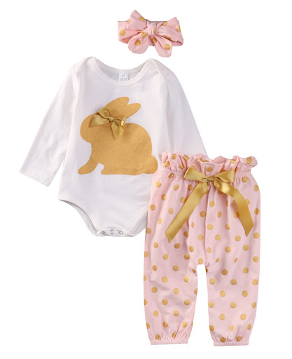 Title 7, Baby Bunny Romper with Bowknot Lace Trousers He...