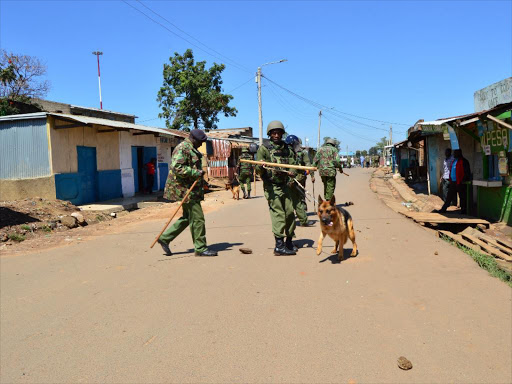 Anti-riot police officers in Kakamega town during NASA's anti-IEBC demonstrations, October 2, 2017. /FILE