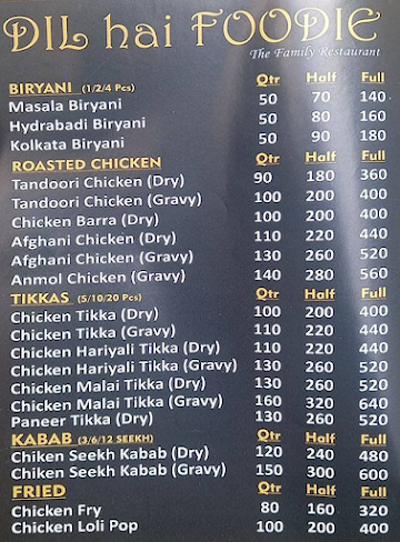 Dil Hai Foodie menu 