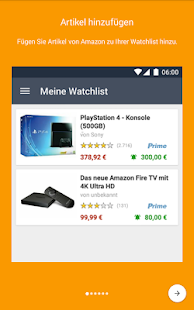 Preisalarm für Amazon Bildschirmfoto