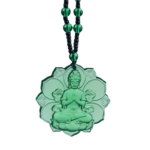 Title 5, Gray Jade Green Tara Amulet Pendant. Provides p...