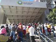 Protesters blocked one the Cape Town Civic Centre entrances on March 25 2020.