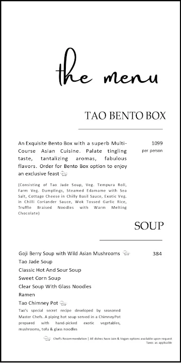 Tao - Asian Kitchen menu 