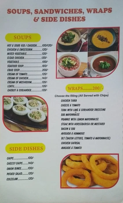 Three Kisses menu 