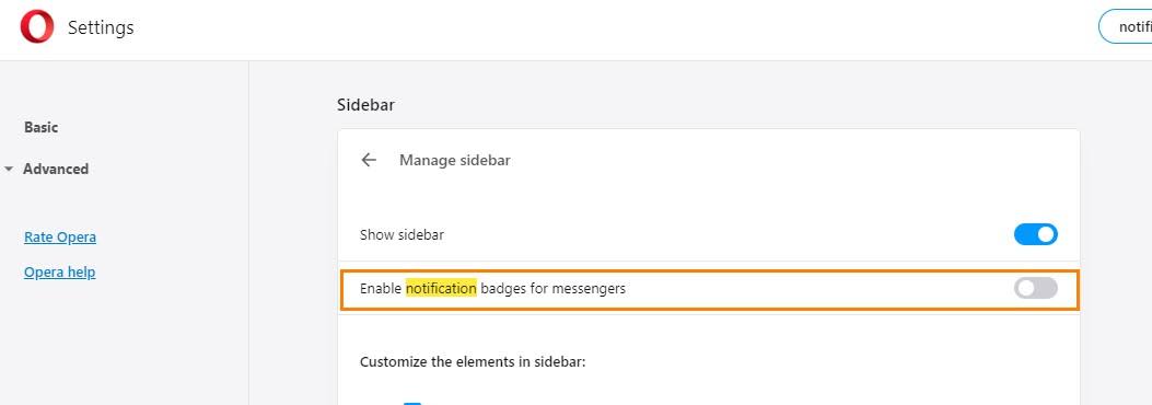 Toggle off Enable notification badges for messengers.