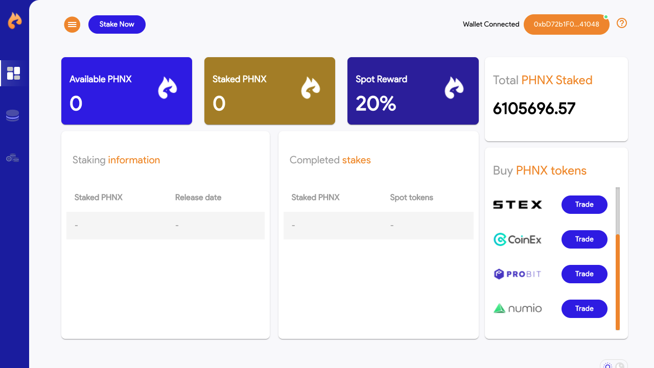 Earn High Interest for Staking PHNX Tokens