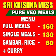 Sri Krishna Mess - Pure Veg Meals menu 1