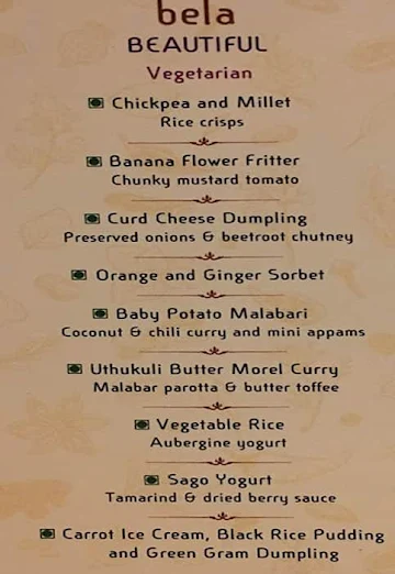 Avartana - ITC Grand Chola menu 