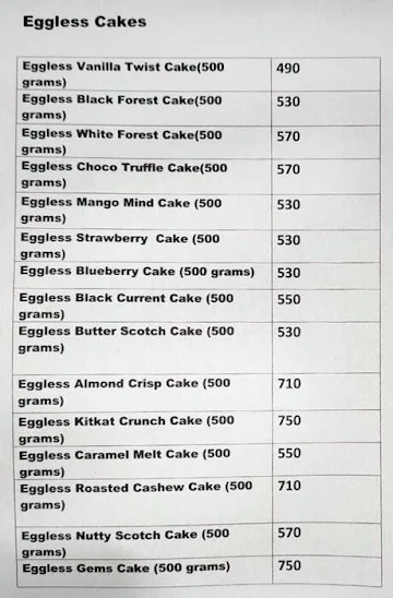 Crusto Cake menu 