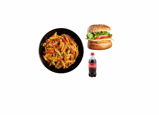 Chicken Bbq Pasta (Red Sauce) & Chicken Burger Combo