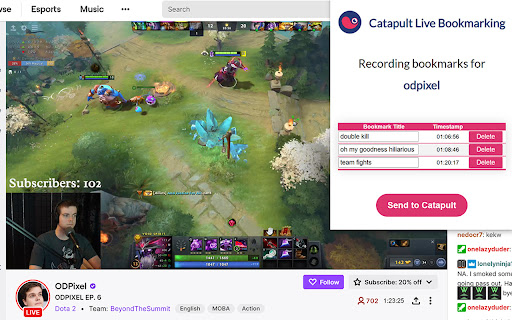 Catapult Live Bookmarking Extension