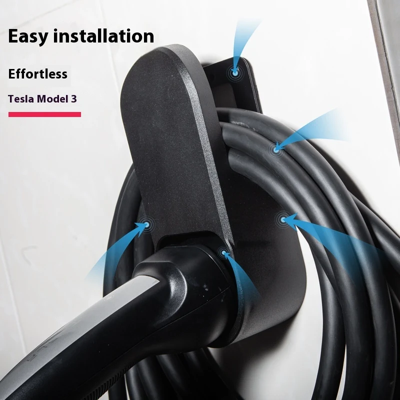 Wandhalterung für Ladeanschluss. Organisieren Sie Ihr Ladekabel für Elektroautos. Einfache Installation, sicher verstaut.