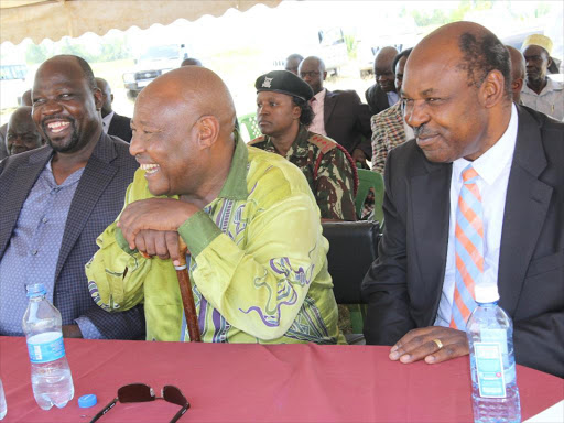 NO FOUL TALK: Muhoroni MP Onyango Koyoo, National Cohesion and Integration Commission chairman Francis ole Kaparo and Kisumu Governor Jack Ranguma during a peace meeting in Kibigori, Kisumu-Nandi border, on January 13.