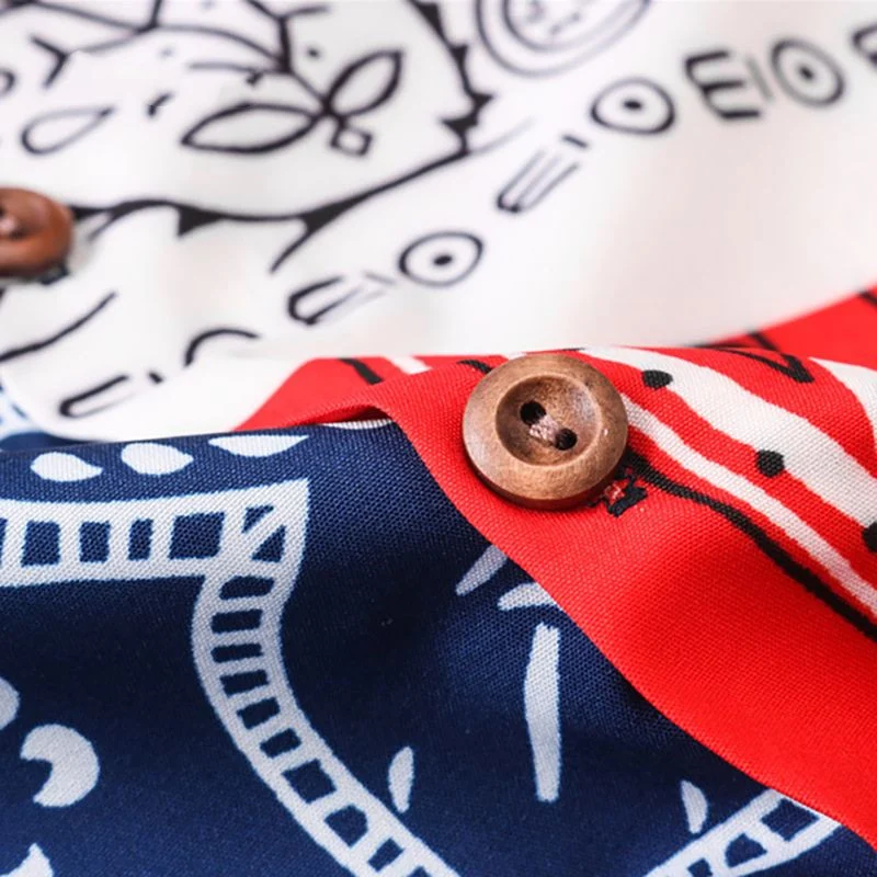 Short Sleeve Shirt Color Stitching Cashew Flower Shirt Men