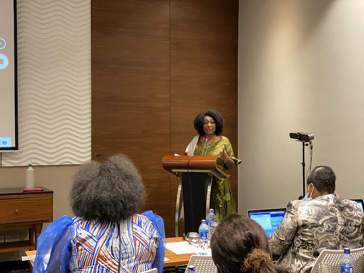 FEMNET Executive Director, Memory Kachambwa during the Africa Commission on the Status of Women in Nairobi. March 14, 2022.