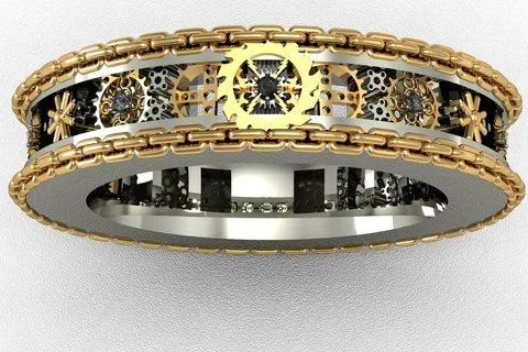 Anéis de dedo com engrenagens esculpidas, prata antiga, para homens e mulheres. Um acessório steampunk que adiciona estilo e personalidade.
