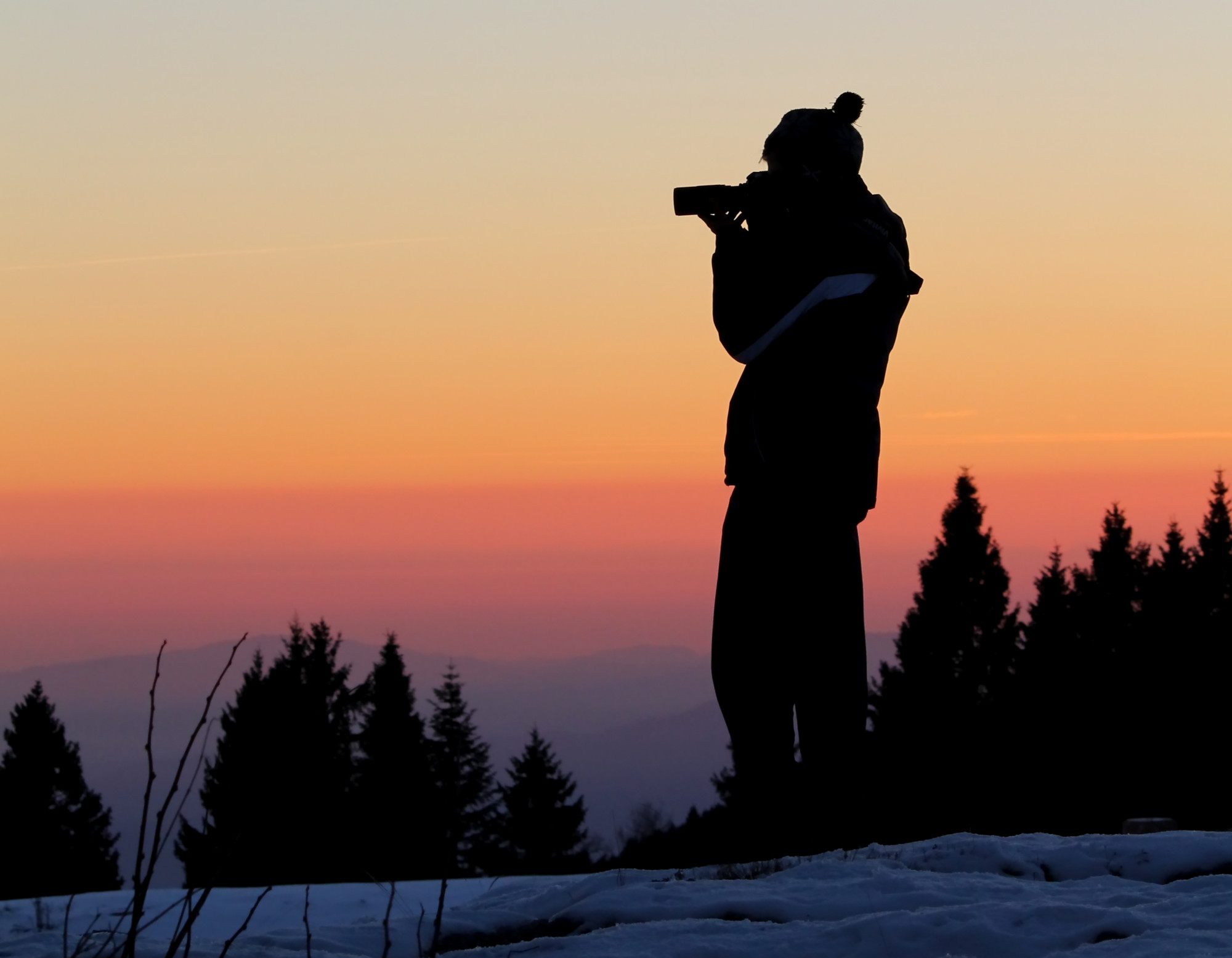 pothographer at sunset on Cima del Porco di Albytes