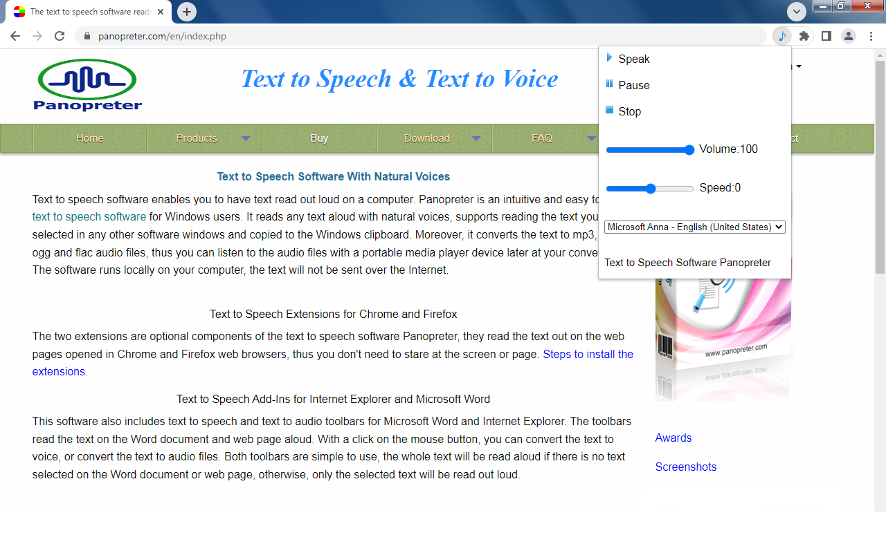 Text to Speech Extension - Panopreter.com Preview image 0