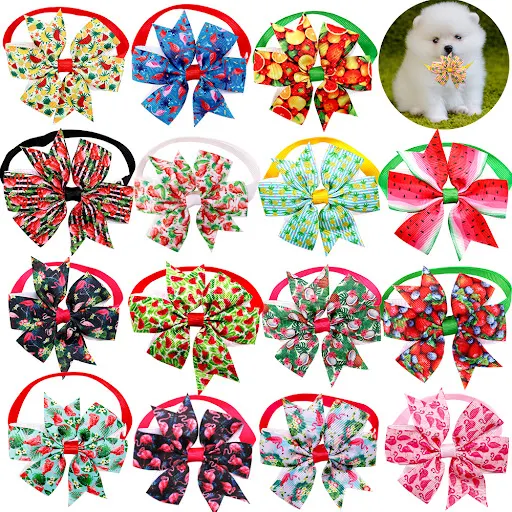 10pcs Small Dog Accessories Pet Dog Bowties Dogs Neckties Fruit Style Small Dogs Bow Tie /Tie Summer Pet Supplies Dog Pr