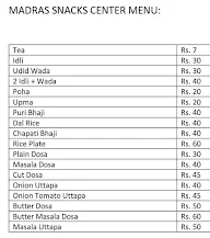 Madras Snacks Center menu 3