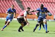 Jaco Kriel of Lions moves in to tackle Hacjivah Dayimani of Stormers during the United Rugby Championship at Ellis Park in Johannesburg on February 12 2022.