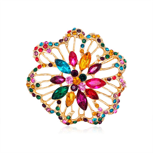 Title 1, Vintage Color Rhinestone Hollow Flower Corsage ...