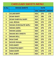 Cheelgadi Sweets menu 3