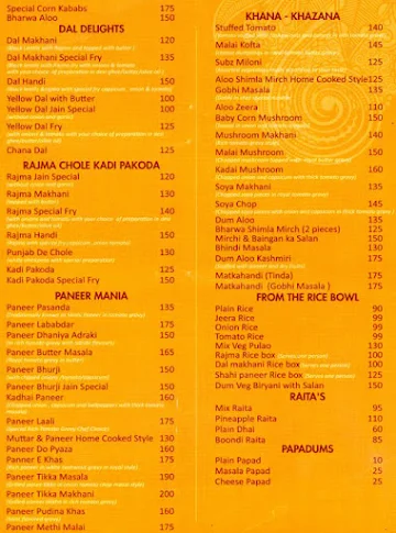The Dosa King menu 