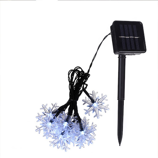 Title 2, LED Solar Snowflake Light String Garden Christm...
