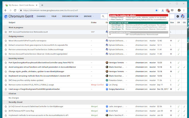 Gerrit Monitor with Groups chrome extension