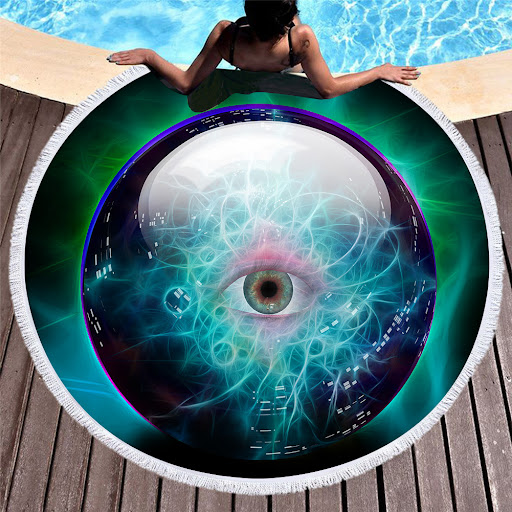 Title 5, Retro round printed beach towel, a stylish and ...